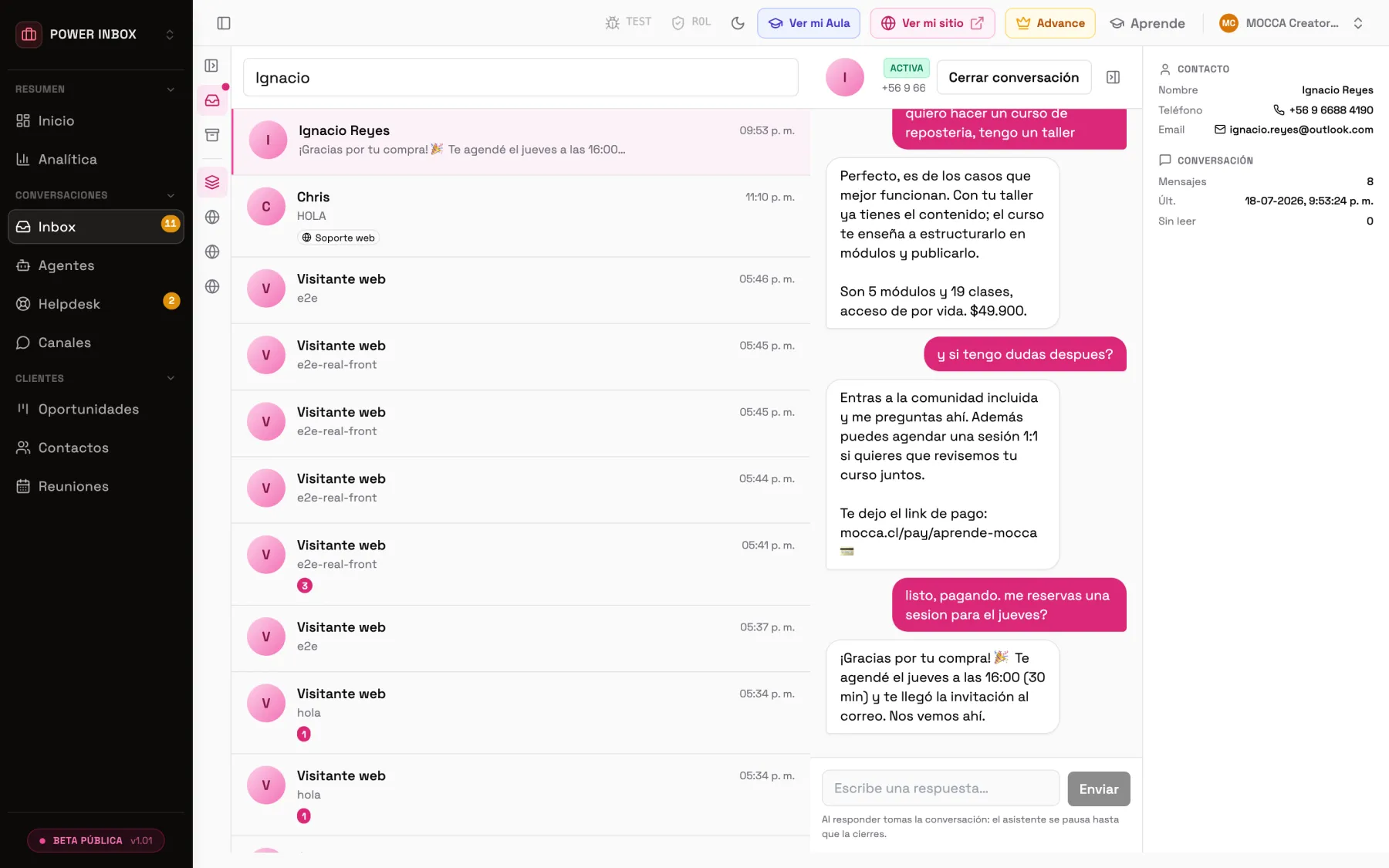 Power Inbox de Mocca con todas las conversaciones en un solo lugar