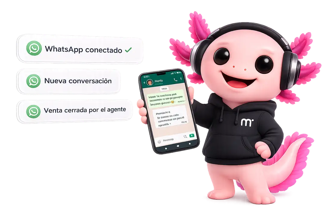 Mocca: WhatsApp conectado, nueva conversación y venta cerrada por el agente
